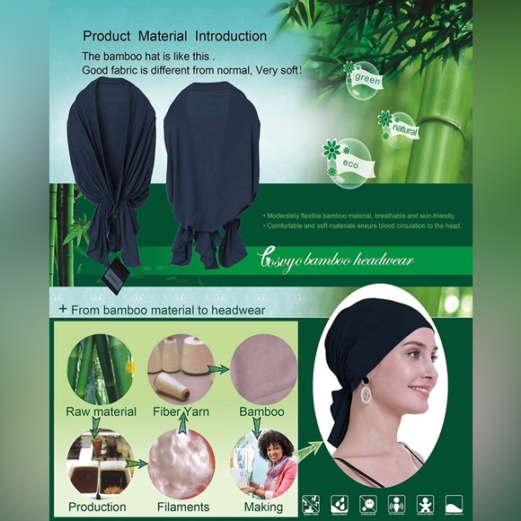 Slip-it-On Scarf No Tying Head Cover Made with Sustainable Bamboo Cotton - Picture 16 of 16